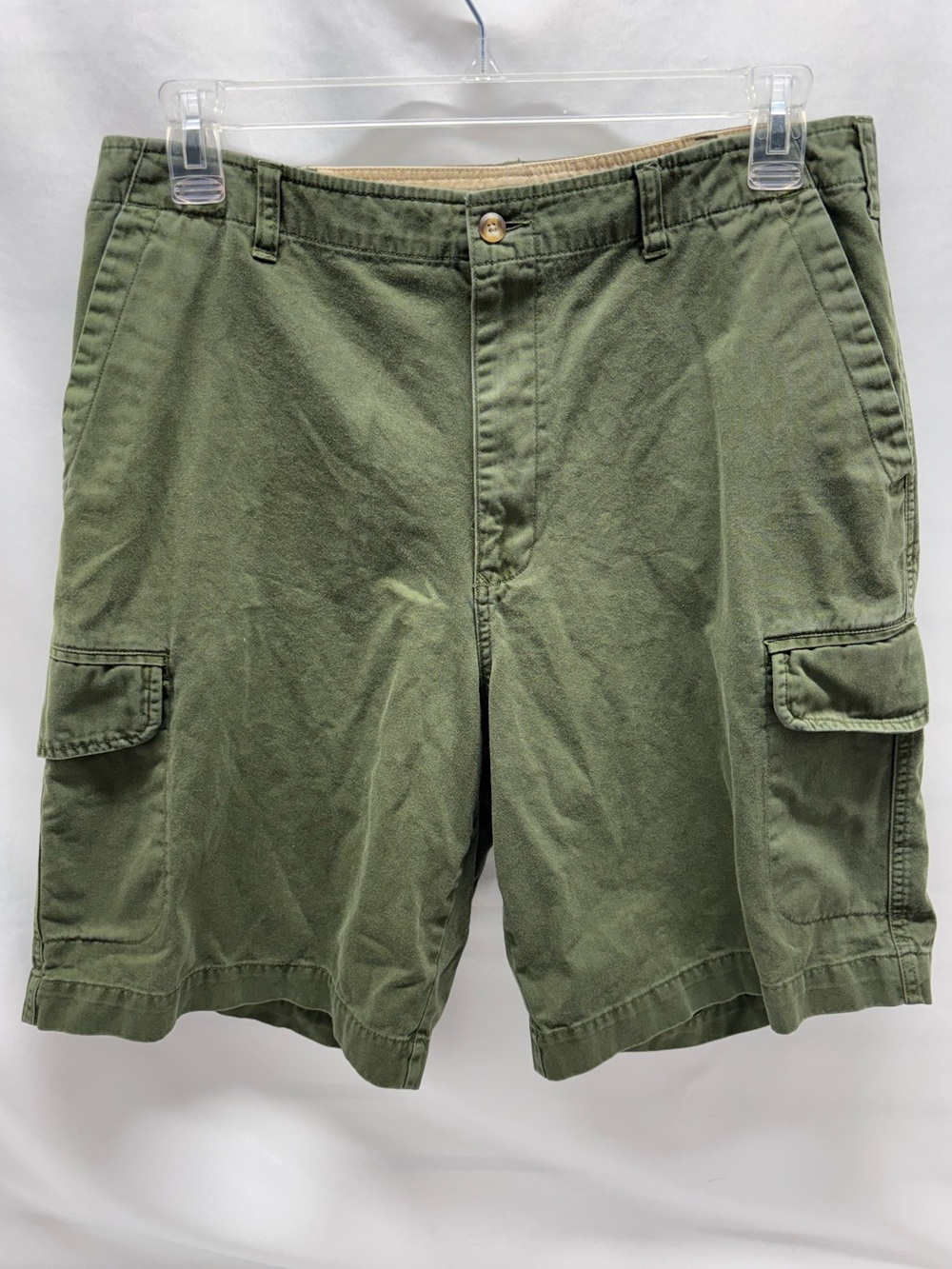 Vtg Tommy Hilfiger Cargo Shorts Mens Sz 34 Olive Green Flat Front Slash Pockets
